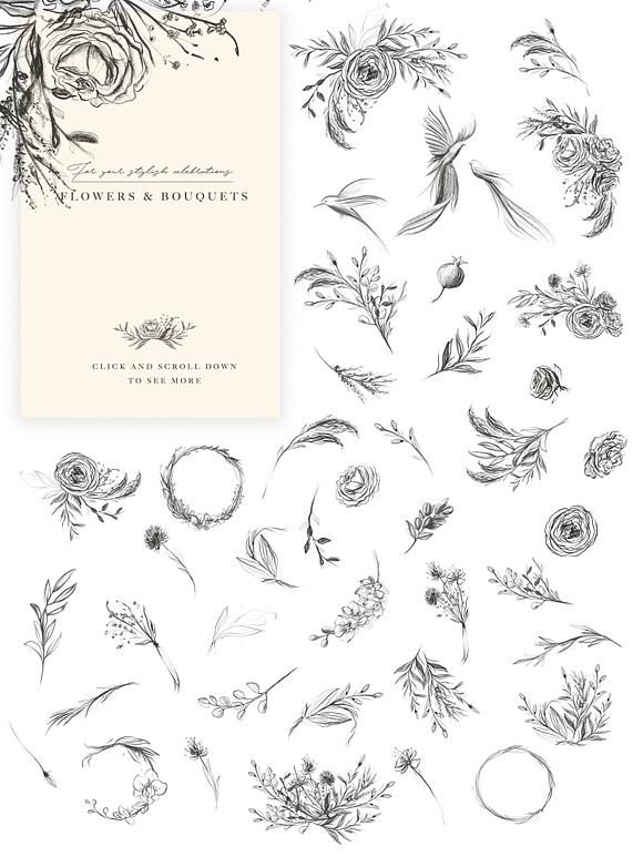 Wedding Graphic Logo & Pencil Flower in Illustrations - product preview 9