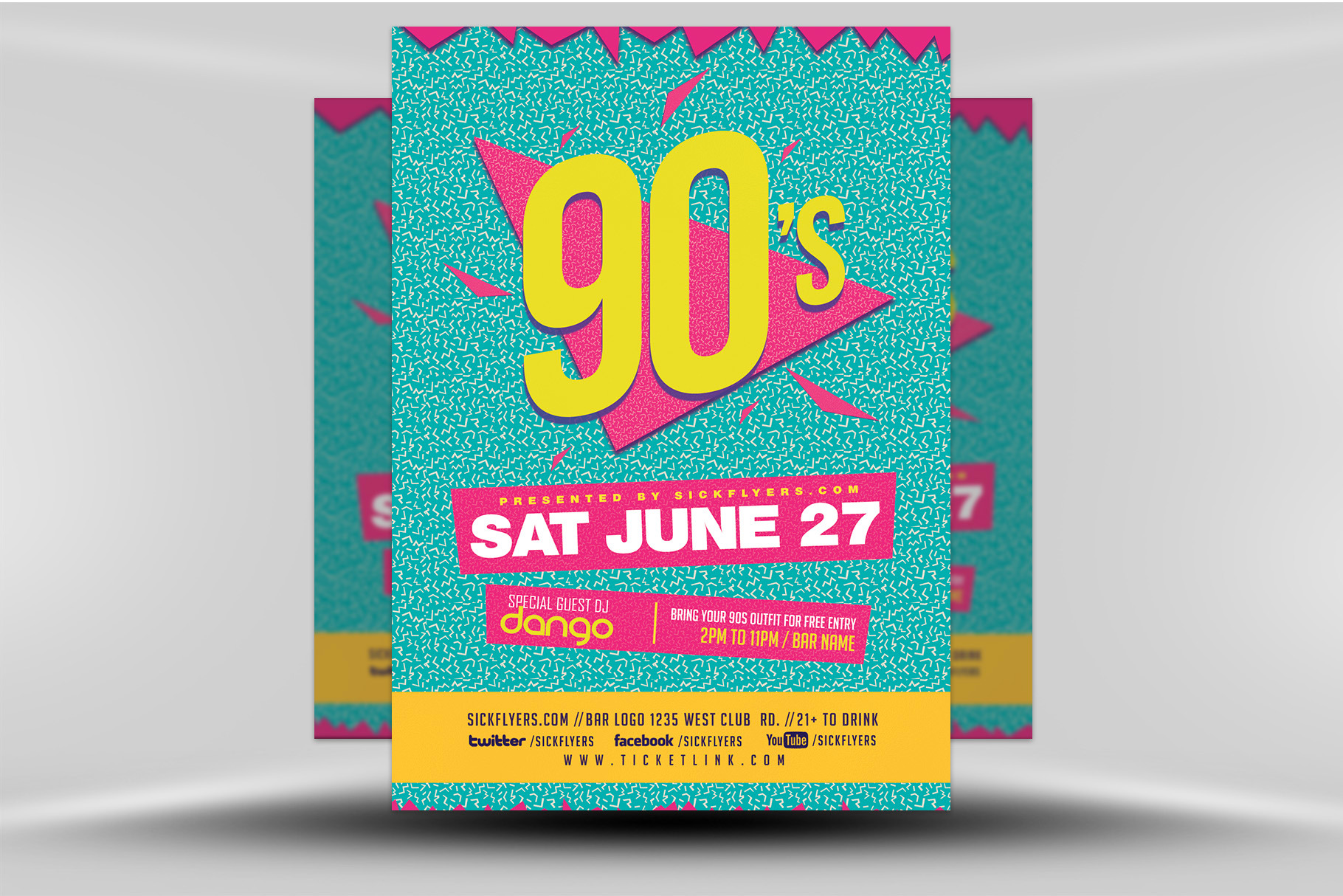 90s Party Flyer Template V2 Creative Flyer Templates Creative Market