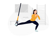 Fit woman working out on trx doing