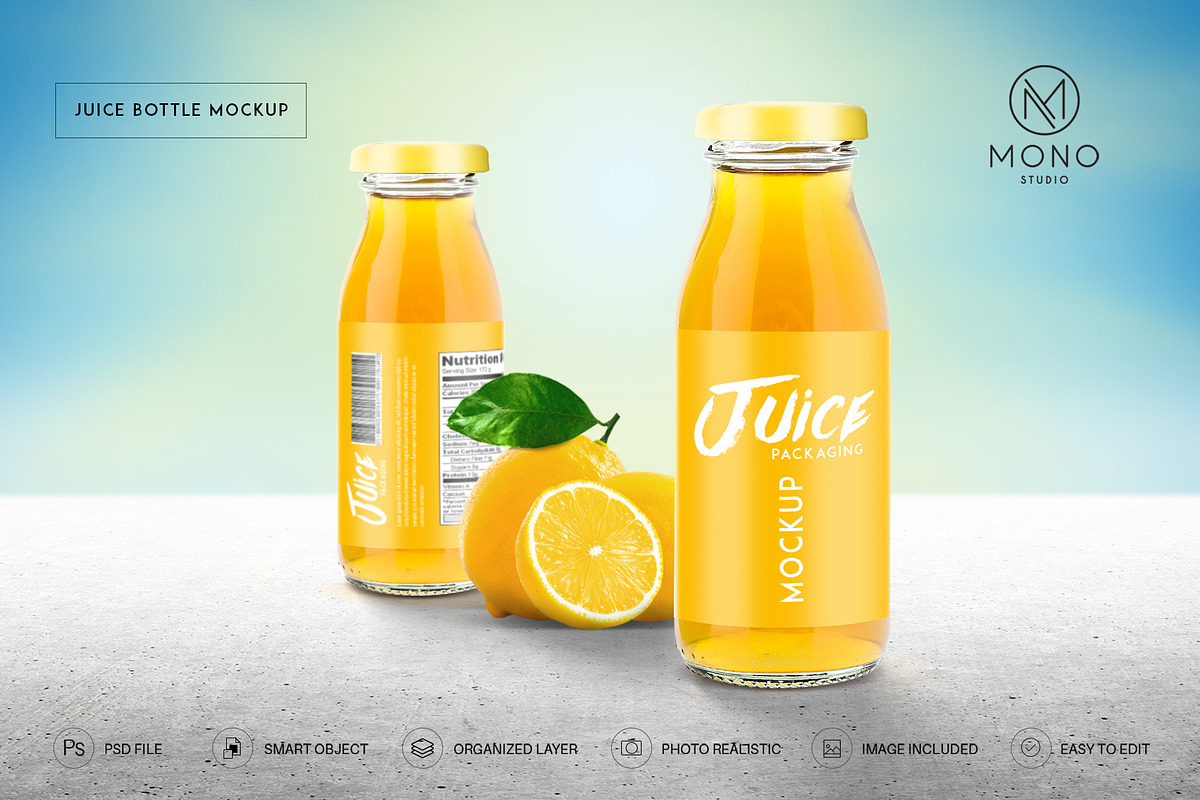 Juice Bottle Mock-Up in Product Mockups - product preview 8