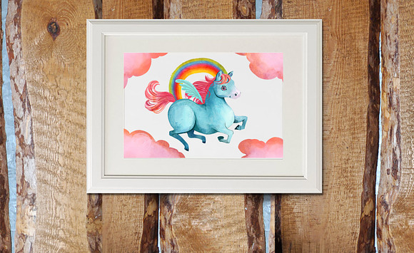 Unicorn and the rainbow clipart in Illustrations - product preview 1