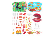 BBQ Party Posters and Icons Vector