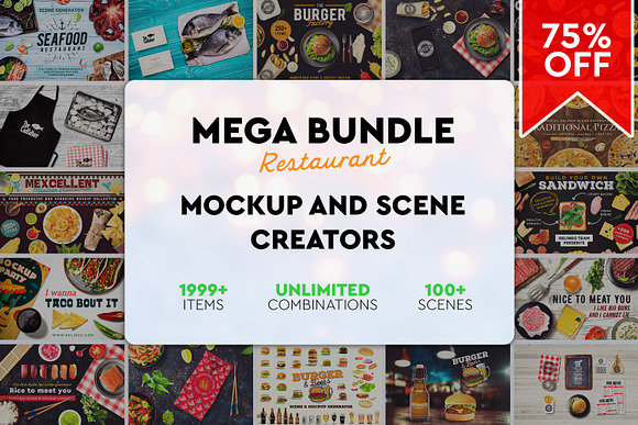 Mega Bundle Restaurant Scene Creator in Scene Creator Mockups - product preview 7