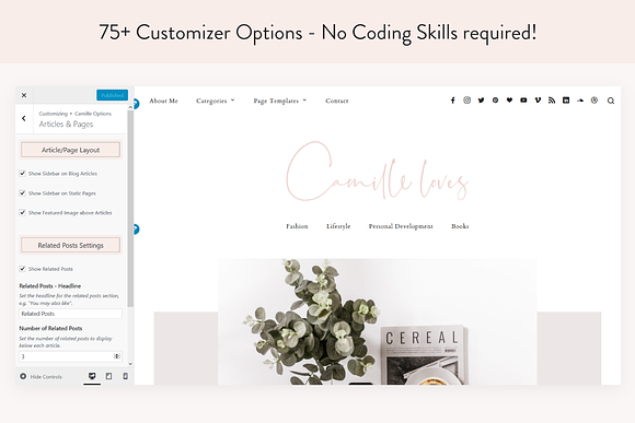 Minimal Blog Theme - Camille in WordPress Blog Themes - product preview 1