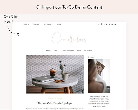 Minimal Blog Theme - Camille in WordPress Blog Themes - product preview 2
