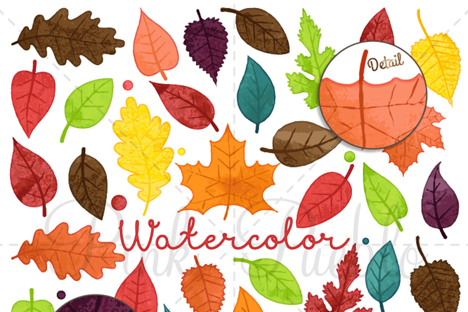 Watercolor Leaves Clipart & Vectors