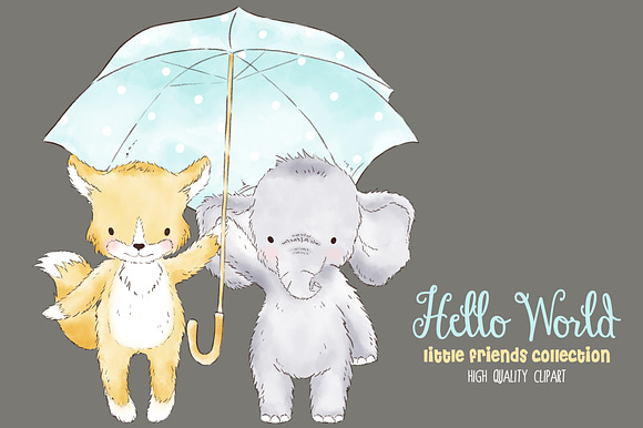 Baby animals watercolor clipart in Illustrations - product preview 2