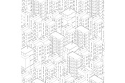 Buildings city seamless pattern