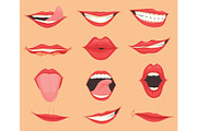 Set of female lips with