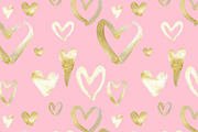 Golden hearts 2 seamless pattern