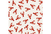 Lobster seamless pattern.