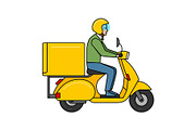 Delivery man on scooter