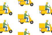 Pattern with Delivery man on scooter