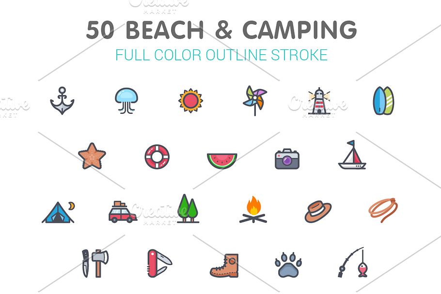 50 Beach & Camping Full-Color Icon in Beach Icons - product preview 8
