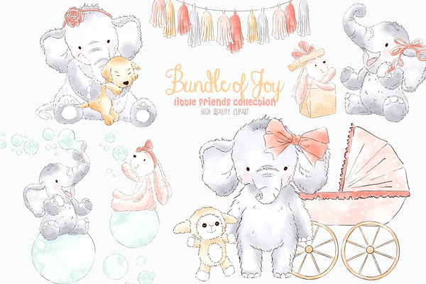 Elephant Babygirl Watercolor clipart