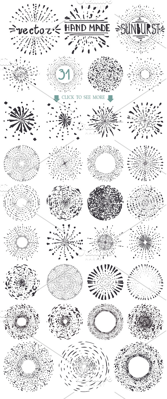 Burst ray pattern brushes set in Photoshop Brushes - product preview 3