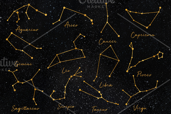 Galaxy with zodiac signs in Objects - product preview 4