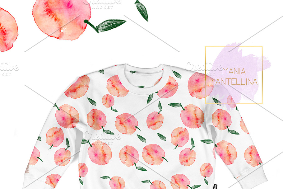 watercolor peaches print in Patterns - product preview 8