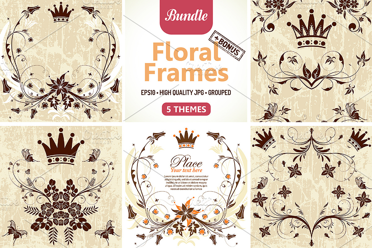 Collect Grunge Floral Frames in Patterns - product preview 8