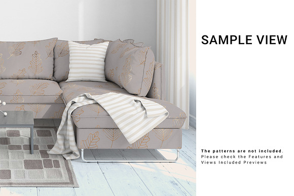 Living Room - Sofa Pillows Blanket in Product Mockups - product preview 8