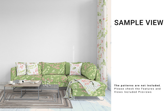 Living Room - Sofa Pillows Blanket in Product Mockups - product preview 9
