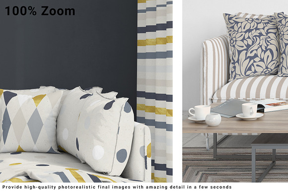 Living Room - Sofa Pillows Blanket in Product Mockups - product preview 12