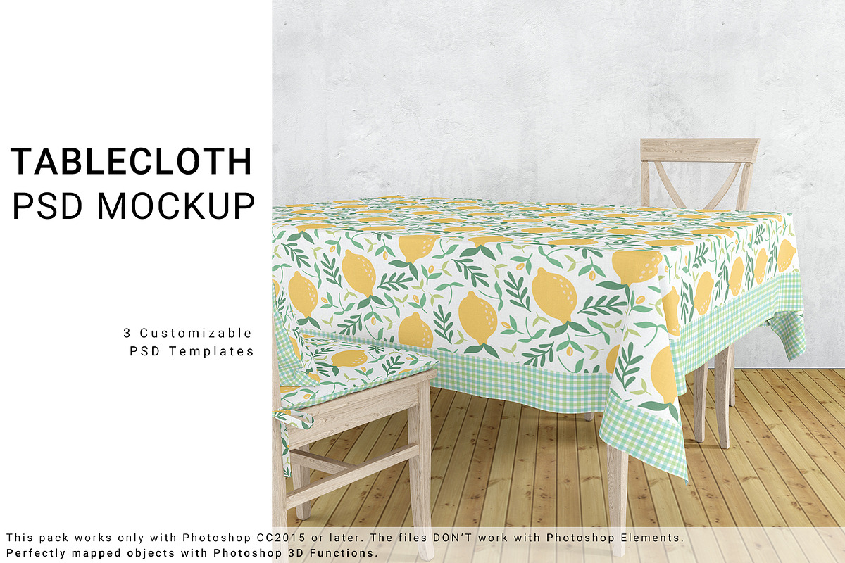 Square Tablecloth & Chair Cushions in Product Mockups - product preview 8