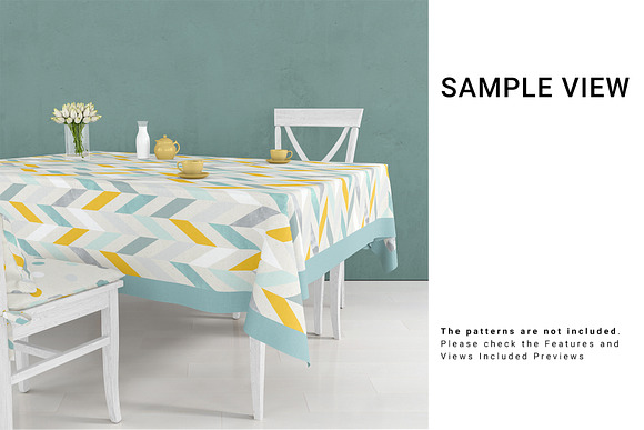 Square Tablecloth & Chair Cushions in Product Mockups - product preview 5