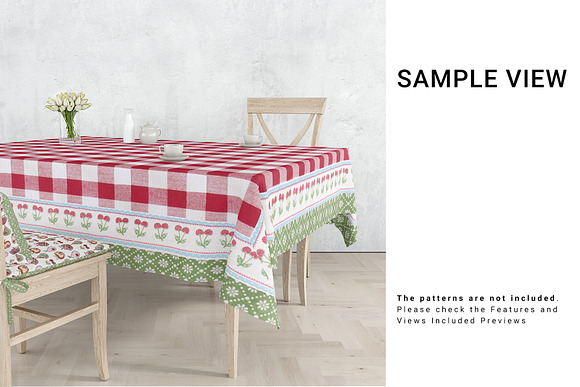Square Tablecloth & Chair Cushions in Product Mockups - product preview 6