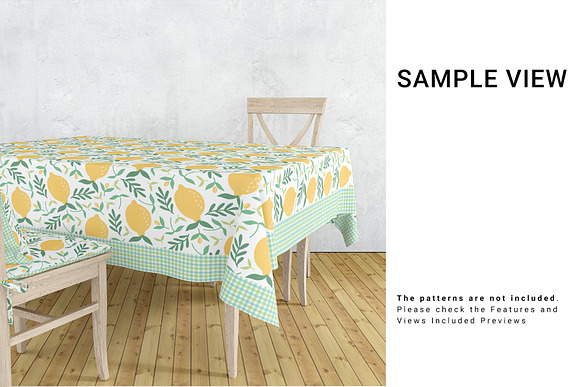 Square Tablecloth & Chair Cushions in Product Mockups - product preview 7