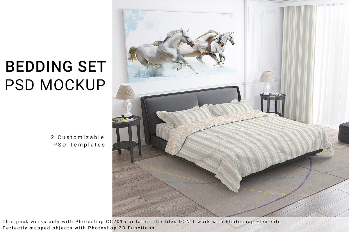 Bedroom Textile Set in Product Mockups - product preview 8