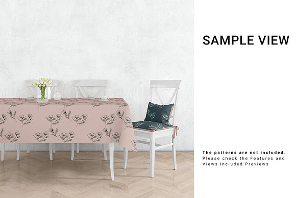 Tablecloth & Chair Cushions Set in Product Mockups - product preview 5