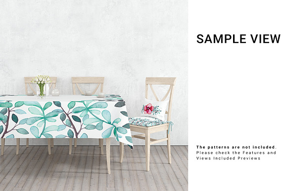 Tablecloth & Chair Cushions Set in Product Mockups - product preview 7