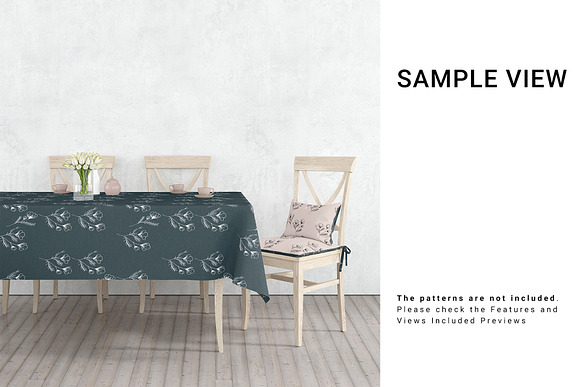 Tablecloth & Chair Cushions Set in Product Mockups - product preview 8