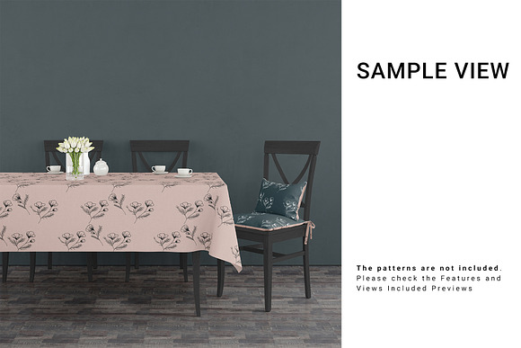 Tablecloth & Chair Cushions Set in Product Mockups - product preview 9