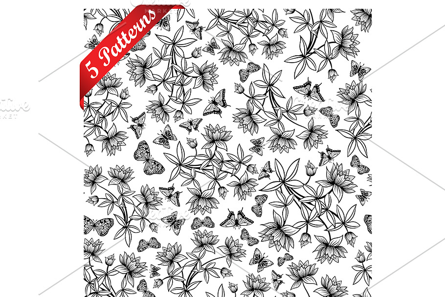 5 Seamless Floral Patterns in Patterns - product preview 8