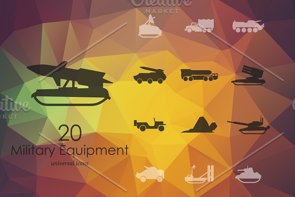 Set of military equipment icons
