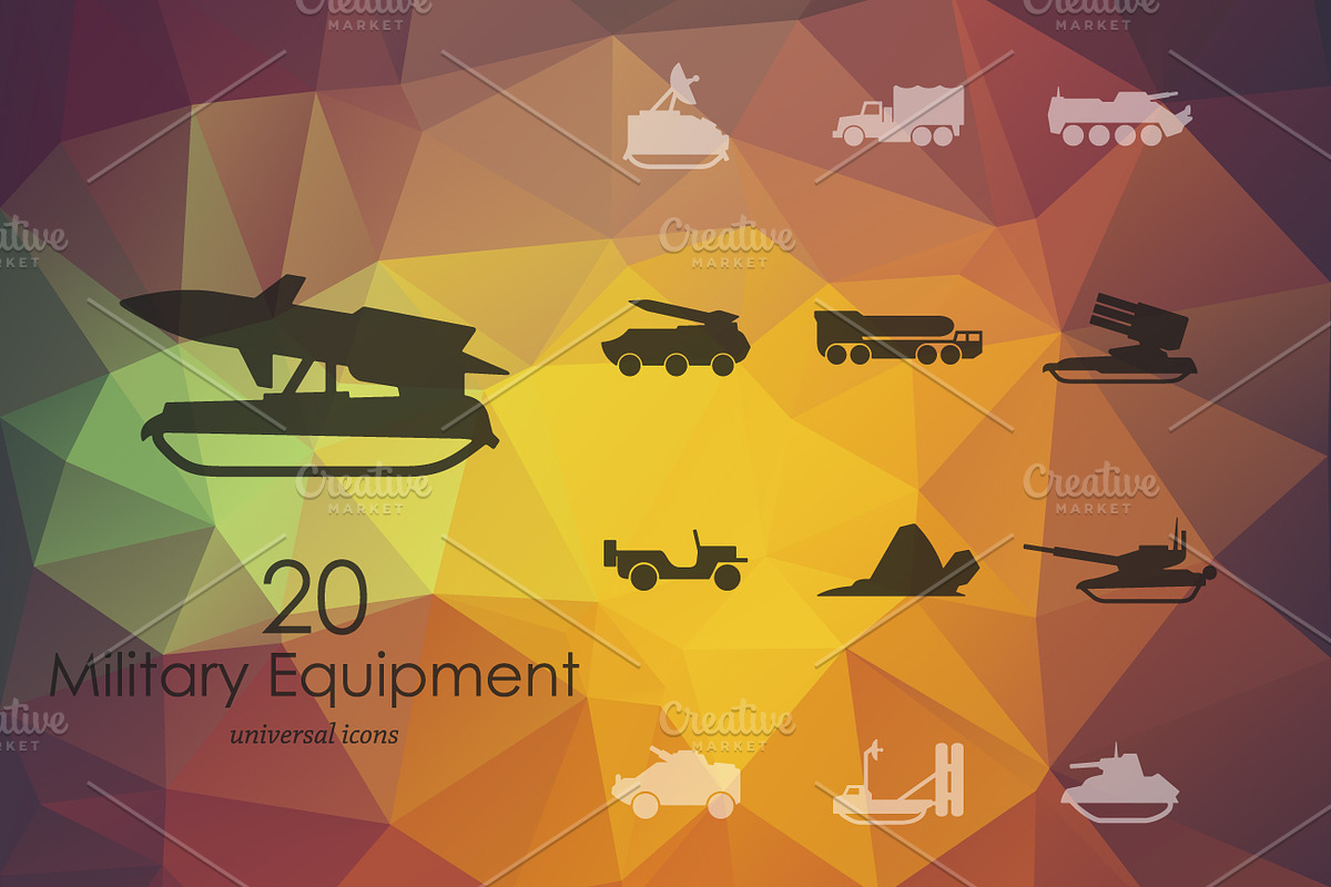 Set of military equipment icons in Military Icons - product preview 8