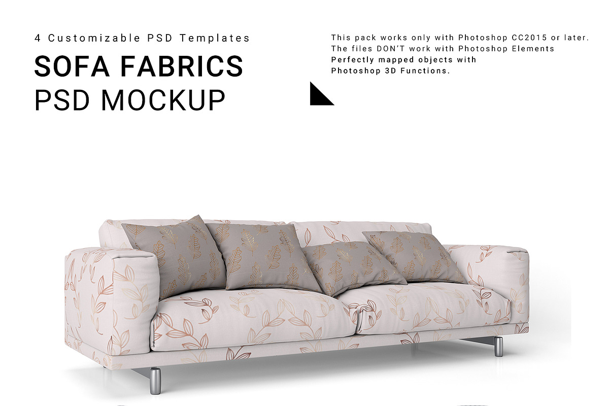 Sofa and Throw Pillows Set in Product Mockups - product preview 8