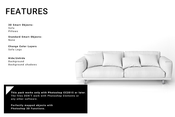 Sofa and Throw Pillows Set in Product Mockups - product preview 2