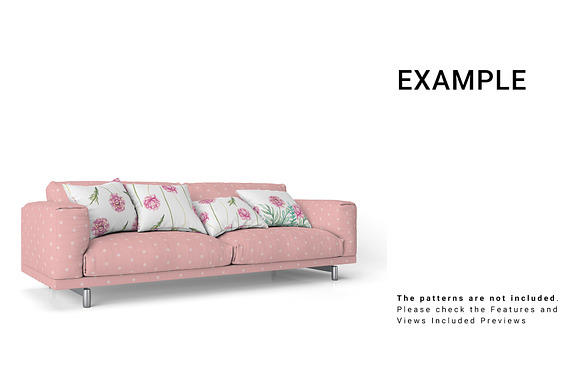 Sofa and Throw Pillows Set in Product Mockups - product preview 3