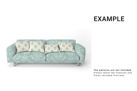 Sofa and Throw Pillows Set in Product Mockups - product preview 5