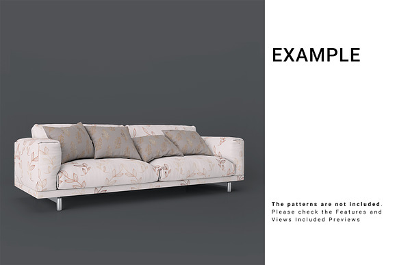 Sofa and Throw Pillows Set in Product Mockups - product preview 6