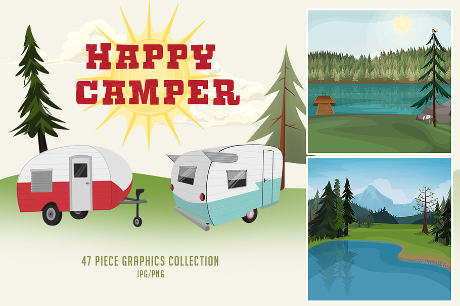 Happy Camper Graphics Collection in Illustrations - product preview 8