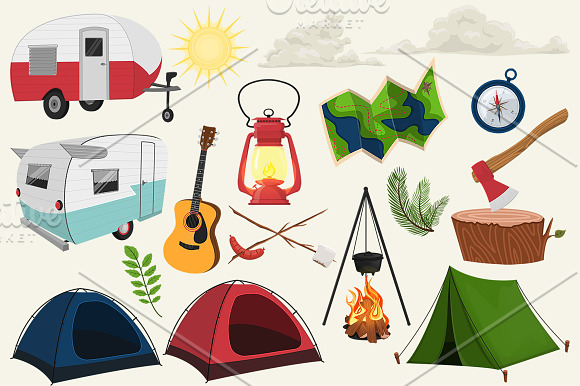 Happy Camper Graphics Collection in Illustrations - product preview 1