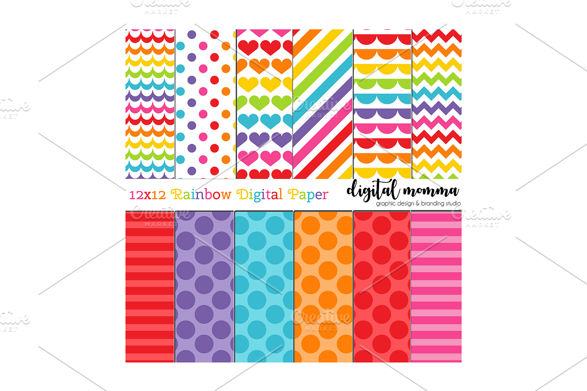12x12 Rainbow Digital Paper in Patterns - product preview 8