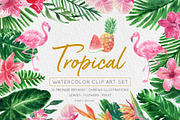 Tropical Watercolor Florals Set
