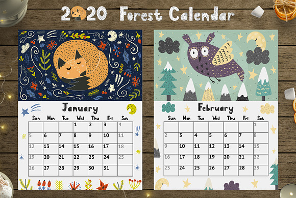 2020 Forest Calendar Template in Stationery Templates - product preview 4