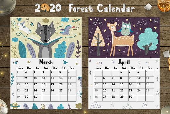2020 Forest Calendar Template in Stationery Templates - product preview 5