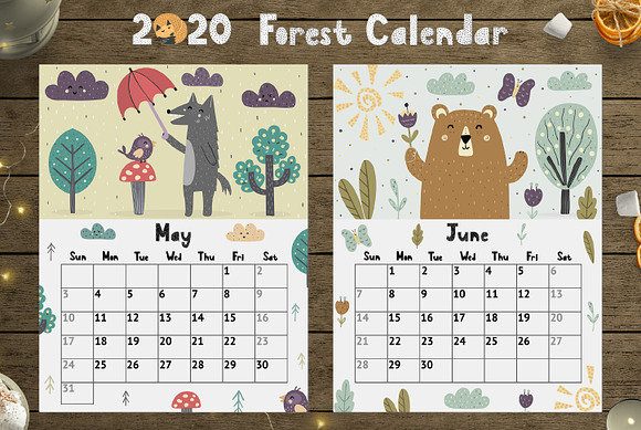 2020 Forest Calendar Template in Stationery Templates - product preview 6